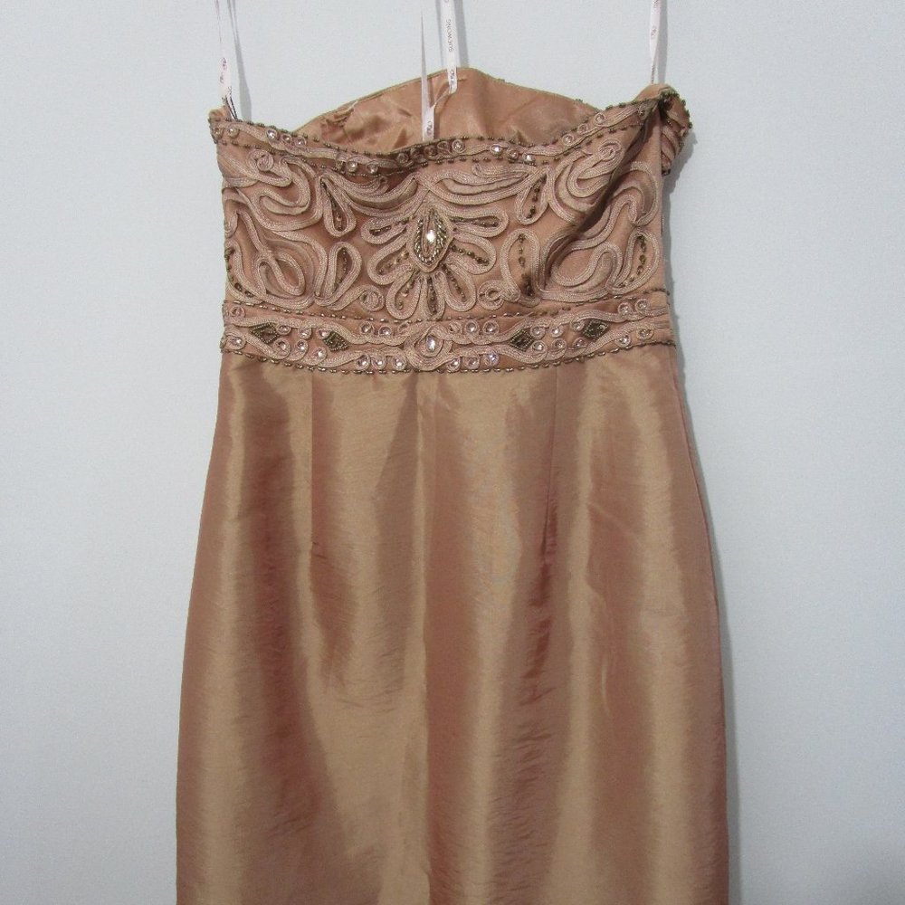 Bustier Cocktail Dress Strapless Beaded Bodice Wedding - Picture 7 of 9